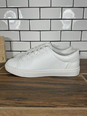 J. Crew Factory Road Trip Shoes Womens Size 8 White Faux Leather Low Top Sneaker